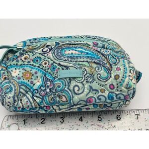 Vera Bradley Barcelona Small Cosmetic Bag Retired Paisley Blue Green Pink Makeup